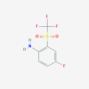 molecular formula C7H5F4NO2S B15203943 4-Fluoro-2-(trifluoromethylsulphonyl)aniline 
