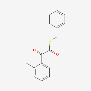 molecular formula C16H14O2S B15204175 Benzeneethanethioic acid, 2-methyl-alpha-oxo-, S-(phenylmethyl) ester 