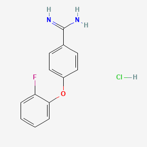 molecular formula C13H12ClFN2O B1520419 4-(2-Fluorophenoxy)benzene-1-carboximidamide hydrochloride CAS No. 1235439-53-8