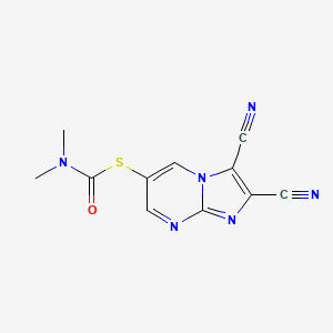 molecular formula C11H8N6OS B1520423 1-({2,3-dicyanoimidazo[1,2-a]pyrimidin-6-yl}sulfanyl)-N,N-dimethylformamide CAS No. 1235441-73-2
