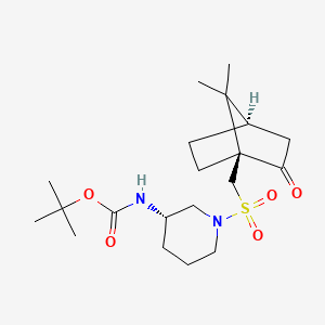 molecular formula C20H34N2O5S B15204373 tert-Butyl ((S)-1-((((1S,4R)-7,7-dimethyl-2-oxobicyclo[2.2.1]heptan-1-yl)methyl)sulfonyl)piperidin-3-yl)carbamate 