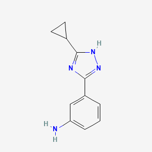 molecular formula C11H12N4 B1520438 3-(3-环丙基-1H-1,2,4-三唑-5-基)苯胺 CAS No. 1240527-58-5