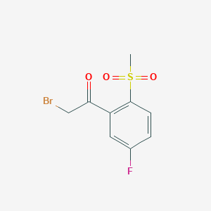 molecular formula C9H8BrFO3S B15204561 5-Fluoro-2-(methylsulphonyl)phenacyl bromide 