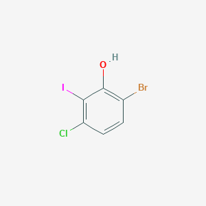 molecular formula C6H3BrClIO B15204615 6-Bromo-3-chloro-2-iodophenol 
