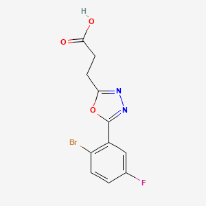 molecular formula C11H8BrFN2O3 B1520463 3-[5-(2-Bromo-5-fluorophenyl)-1,3,4-oxadiazol-2-yl]propanoic acid CAS No. 1178951-41-1
