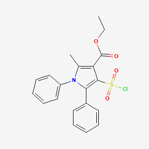 molecular formula C20H18ClNO4S B15204635 Ethyl 4-chlorosulfonyl-2-methyl-1,5-diphenylpyrrole-3-carboxylate CAS No. 306936-29-8