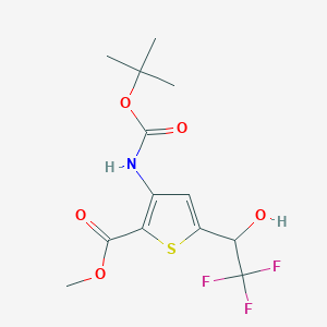 molecular formula C13H16F3NO5S B15204715 Methyl 3-((tert-butoxycarbonyl)amino)-5-(2,2,2-trifluoro-1-hydroxyethyl)thiophene-2-carboxylate 