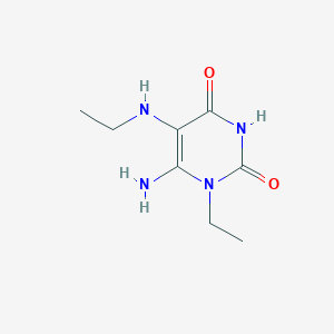 molecular formula C8H14N4O2 B1520476 6-Amino-1-ethyl-5-(ethylamino)-1,2,3,4-tetrahydropyrimidine-2,4-dione CAS No. 1178125-24-0