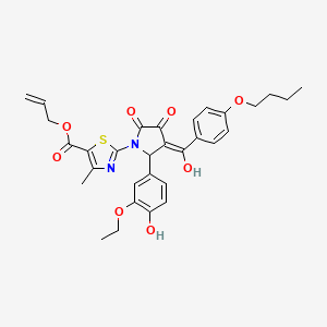 molecular formula C31H32N2O8S B15204808 Allyl 2-(3-(4-butoxybenzoyl)-2-(3-ethoxy-4-hydroxyphenyl)-4-hydroxy-5-oxo-2,5-dihydro-1H-pyrrol-1-yl)-4-methylthiazole-5-carboxylate CAS No. 617694-45-8