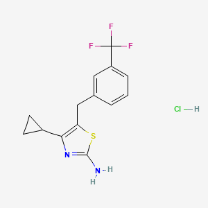 molecular formula C14H14ClF3N2S B1520489 4-Cyclopropyl-5-{[3-(trifluoromethyl)phenyl]methyl}-1,3-thiazol-2-amine hydrochloride CAS No. 1240527-65-4