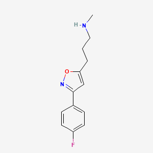 molecular formula C13H15FN2O B1520490 {3-[3-(4-Fluorophenyl)-1,2-oxazol-5-yl]propyl}(methyl)amine CAS No. 1240528-64-6