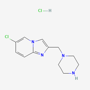 molecular formula C12H16Cl2N4 B1520494 1-({6-Chloroimidazo[1,2-a]pyridin-2-yl}methyl)piperazine hydrochloride CAS No. 1240527-45-0