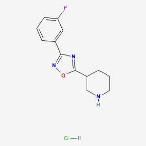 molecular formula C13H15ClFN3O B1520496 3-[3-(3-Fluorophenyl)-1,2,4-oxadiazol-5-yl]piperidine hydrochloride CAS No. 1235441-45-8