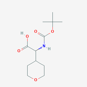 molecular formula C12H21NO5 B1520520 (R)-2-((tert-Butoxycarbonyl)amino)-2-(tetrahydro-2H-pyran-4-yl)acetic acid CAS No. 1251903-95-3