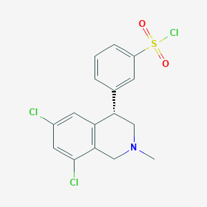 molecular formula C16H14Cl3NO2S B15205224 (S)-3-(6,8-dichloro-2-methyl-1,2,3,4-tetrahydroisoquinolin-4-yl)benzene-1-sulfonyl chloride 