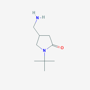 molecular formula C9H18N2O B1520542 4-(Aminomethyl)-1-(tert-butyl)pyrrolidin-2-one CAS No. 893750-62-4