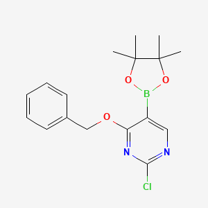 molecular formula C17H20BClN2O3 B1520550 4-(苯甲氧基)-2-氯-5-(4,4,5,5-四甲基-1,3,2-二氧杂硼环-2-基)嘧啶 CAS No. 1073354-22-9
