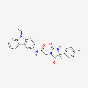 molecular formula C27H26N4O3 B15205778 N-(9-Ethyl-9H-carbazol-3-yl)-2-(4-methyl-2,5-dioxo-4-(p-tolyl)imidazolidin-1-yl)acetamide 
