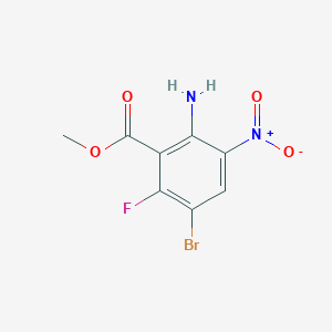 molecular formula C8H6BrFN2O4 B15205921 Methyl 2-amino-5-bromo-6-fluoro-3-nitrobenzoate 