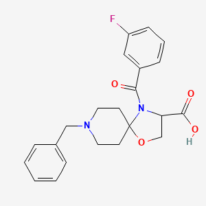 molecular formula C22H23FN2O4 B1520605 8-Benzyl-4-(3-fluorobenzoyl)-1-oxa-4,8-diazaspiro[4.5]decane-3-carboxylic acid CAS No. 1214844-54-8
