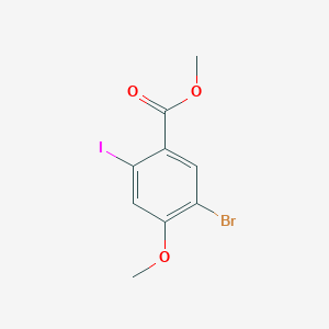 molecular formula C9H8BrIO3 B15206138 Methyl 5-bromo-2-iodo-4-methoxybenzoate 
