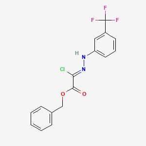 molecular formula C16H12ClF3N2O2 B15206226 Benzyl 2-chloro-2-(2-(3-(trifluoromethyl)phenyl)hydrazono)acetate 