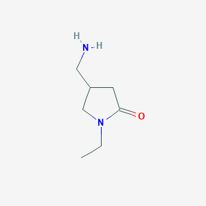 molecular formula C7H14N2O B1520632 4-(Aminomethyl)-1-ethylpyrrolidin-2-one CAS No. 936940-31-7