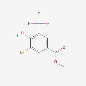 molecular formula C9H6BrF3O3 B15206418 Methyl 3-bromo-4-hydroxy-5-(trifluoromethyl)benzoate 