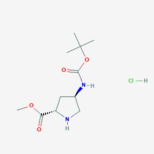 molecular formula C11H21ClN2O4 B1520661 Methyl (2S,4R)-4-Boc-aminopyrrolidine-2-carboxylate hydrochloride CAS No. 913742-54-8