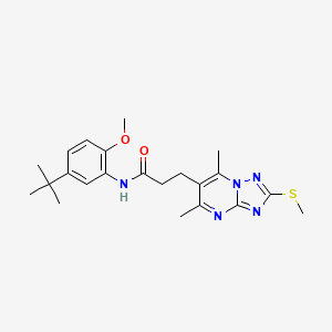 molecular formula C22H29N5O2S B15206800 N-(5-(tert-Butyl)-2-methoxyphenyl)-3-(5,7-dimethyl-2-(methylthio)-[1,2,4]triazolo[1,5-a]pyrimidin-6-yl)propanamide 