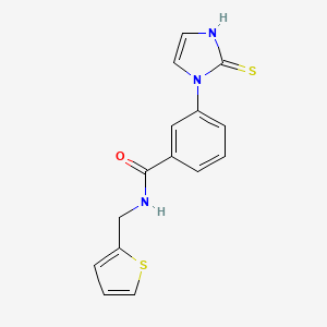 3-(2-sulfanyl-1H-imidazol-1-yl)-N-(thiophen-2-ylmethyl)benzamide
