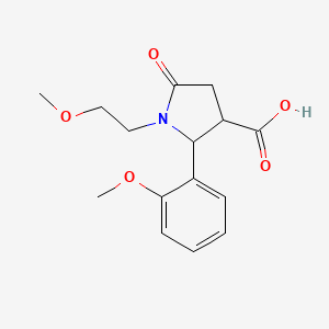 molecular formula C15H19NO5 B1520687 1-(2-Methoxyethyl)-2-(2-methoxyphenyl)-5-oxopyrrolidine-3-carboxylic acid CAS No. 1175673-57-0