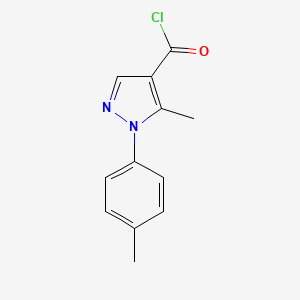 molecular formula C12H11ClN2O B15206974 5-Methyl-1-p-tolyl-1H-pyrazole-4-carbonyl chloride 