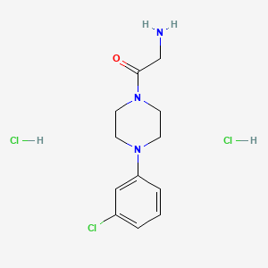 molecular formula C12H18Cl3N3O B1520701 2-Amino-1-[4-(3-chlorophenyl)piperazin-1-yl]ethan-1-one dihydrochloride CAS No. 1240527-40-5