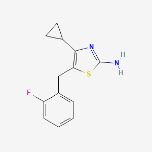 molecular formula C13H13FN2S B1520702 4-Cyclopropyl-5-[(2-fluorophenyl)methyl]-1,3-thiazol-2-amine CAS No. 1240527-61-0