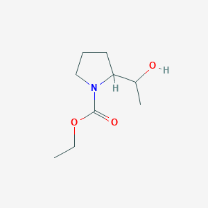 molecular formula C9H17NO3 B15207044 Ethyl 2-(1-hydroxyethyl)pyrrolidine-1-carboxylate 