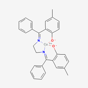 molecular formula C30H26CuN2O2 B15207146 copper;4-methyl-2-[N-[2-[[(5-methyl-2-oxidophenyl)-phenylmethylidene]amino]ethyl]-C-phenylcarbonimidoyl]phenolate 