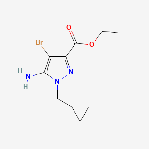 molecular formula C10H14BrN3O2 B15207179 Ethyl 5-amino-4-bromo-1-(cyclopropylmethyl)pyrazole-3-carboxylate 