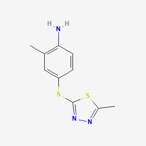 molecular formula C10H11N3S2 B1520724 2-甲基-4-[(5-甲基-1,3,4-噻二唑-2-基)硫烷基]苯胺 CAS No. 1178072-62-2