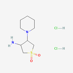 molecular formula C9H20Cl2N2O2S B1520727 3-Amino-4-(piperidin-1-yl)-1lambda6-thiolane-1,1-dione dihydrochloride CAS No. 1240526-33-3