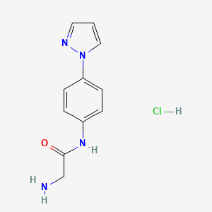 molecular formula C11H13ClN4O B1520731 2-amino-N-[4-(1H-pyrazol-1-yl)phenyl]acetamide hydrochloride CAS No. 1240526-20-8