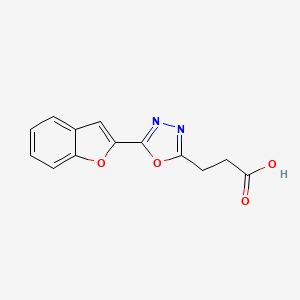 molecular formula C13H10N2O4 B1520733 3-[5-(1-Benzofuran-2-yl)-1,3,4-oxadiazol-2-yl]propanoic acid CAS No. 1179074-45-3