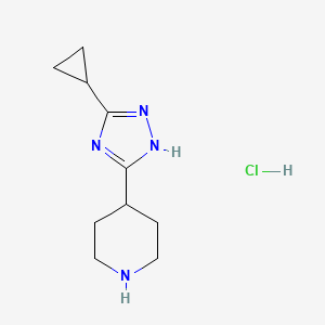 molecular formula C10H17ClN4 B1520734 4-(5-环丙基-1H-1,2,4-三唑-3-基)哌啶盐酸盐 CAS No. 1240528-76-0