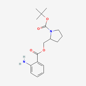 molecular formula C17H24N2O4 B1520739 Tert-butyl 2-{[(2-aminophenyl)carbonyloxy]methyl}pyrrolidine-1-carboxylate CAS No. 1240526-60-6