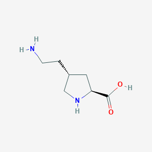 molecular formula C7H14N2O2 B15207484 L-Proline, 4-(2-aminoethyl)-, (4R)- CAS No. 327989-68-4
