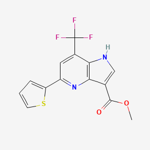 molecular formula C14H9F3N2O2S B15207514 Methyl 5-(thiophen-2-yl)-7-(trifluoromethyl)-1H-pyrrolo[3,2-b]pyridine-3-carboxylate 