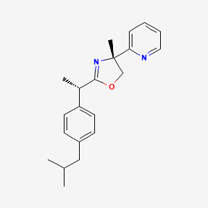 molecular formula C21H26N2O B15207886 rel-(R)-2-((S)-1-(4-Isobutylphenyl)ethyl)-4-methyl-4-(pyridin-2-yl)-4,5-dihydrooxazole 