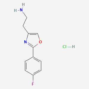 molecular formula C11H12ClFN2O B1520790 2-[2-(4-Fluorophenyl)-1,3-oxazol-4-yl]ethan-1-amine hydrochloride CAS No. 1240527-56-3