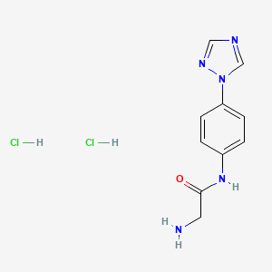 molecular formula C10H13Cl2N5O B1520793 2-amino-N-[4-(1H-1,2,4-triazol-1-yl)phenyl]acetamide dihydrochloride CAS No. 1240527-29-0