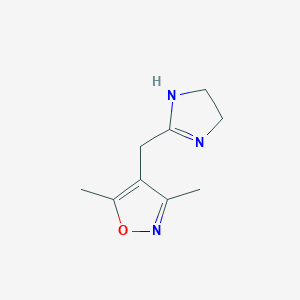 molecular formula C9H13N3O B15207930 4-((4,5-Dihydro-1H-imidazol-2-yl)methyl)-3,5-dimethylisoxazole 